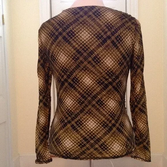 Black, yellow with gathered waistline top Large - Picture 3 of 4